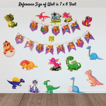 Dino Theme Happy Birthday Banner & Decoration Props for Birthday Party (17 Pieces) - T Bhai