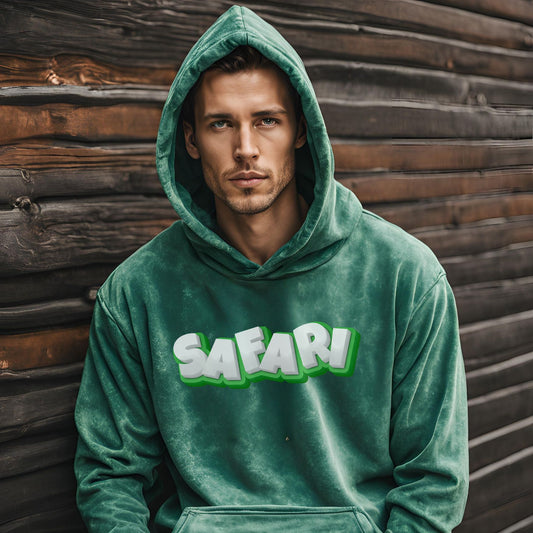 Safari Hoodie | Forest Green Unisex Acid Washed Hoodie