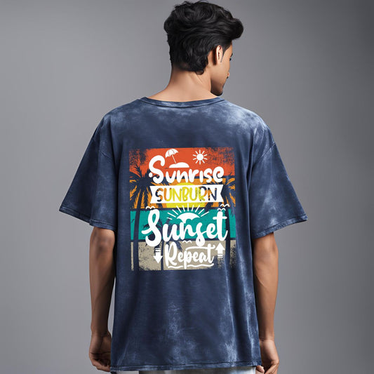 Sunrise Sunburn Sunset Repeat Acid Wash Oversize T-Shirt