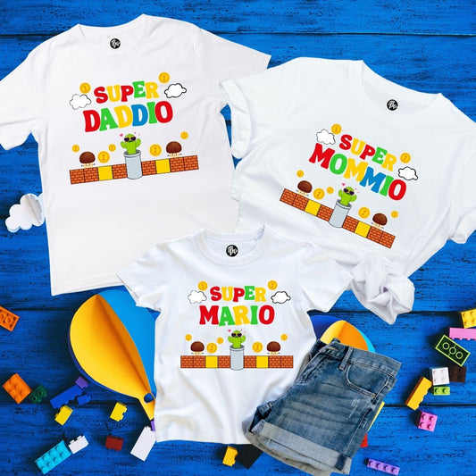 Super Daddio Super Mommio Super Mario Family T-Shirts