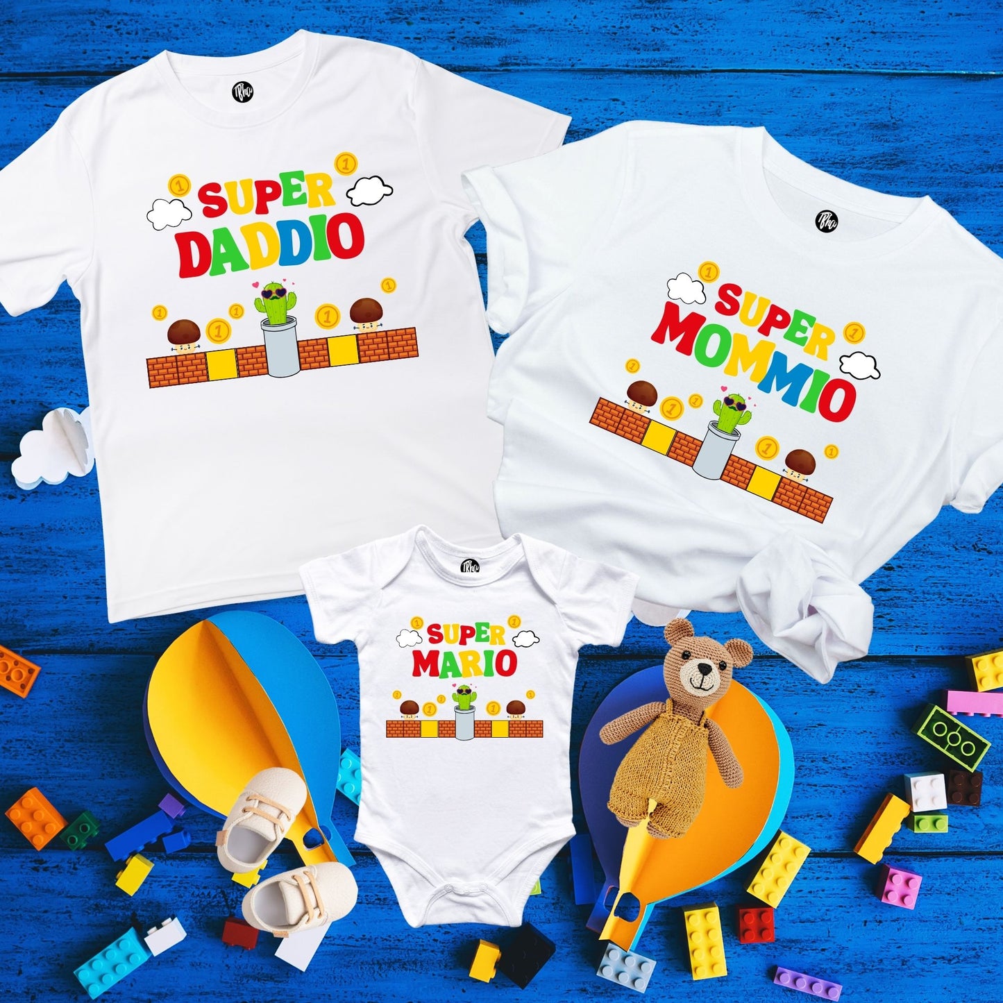 Super Daddio Super Mommio Super Mario Family T-Shirts