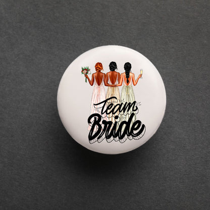 Bride & Team Bride Button Badges | 1 Bride & 4 Team Bride Badges