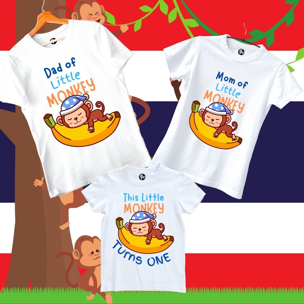 The Little Monkey First Birthday Jungle Theme Family T-Shirts