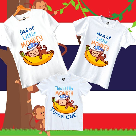 The Little Monkey First Birthday Jungle Theme Family T-Shirts - T Bhai