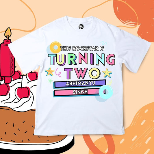 This Rockstar is turning TWO | Party Theme Personalized T-Shirt - T Bhai