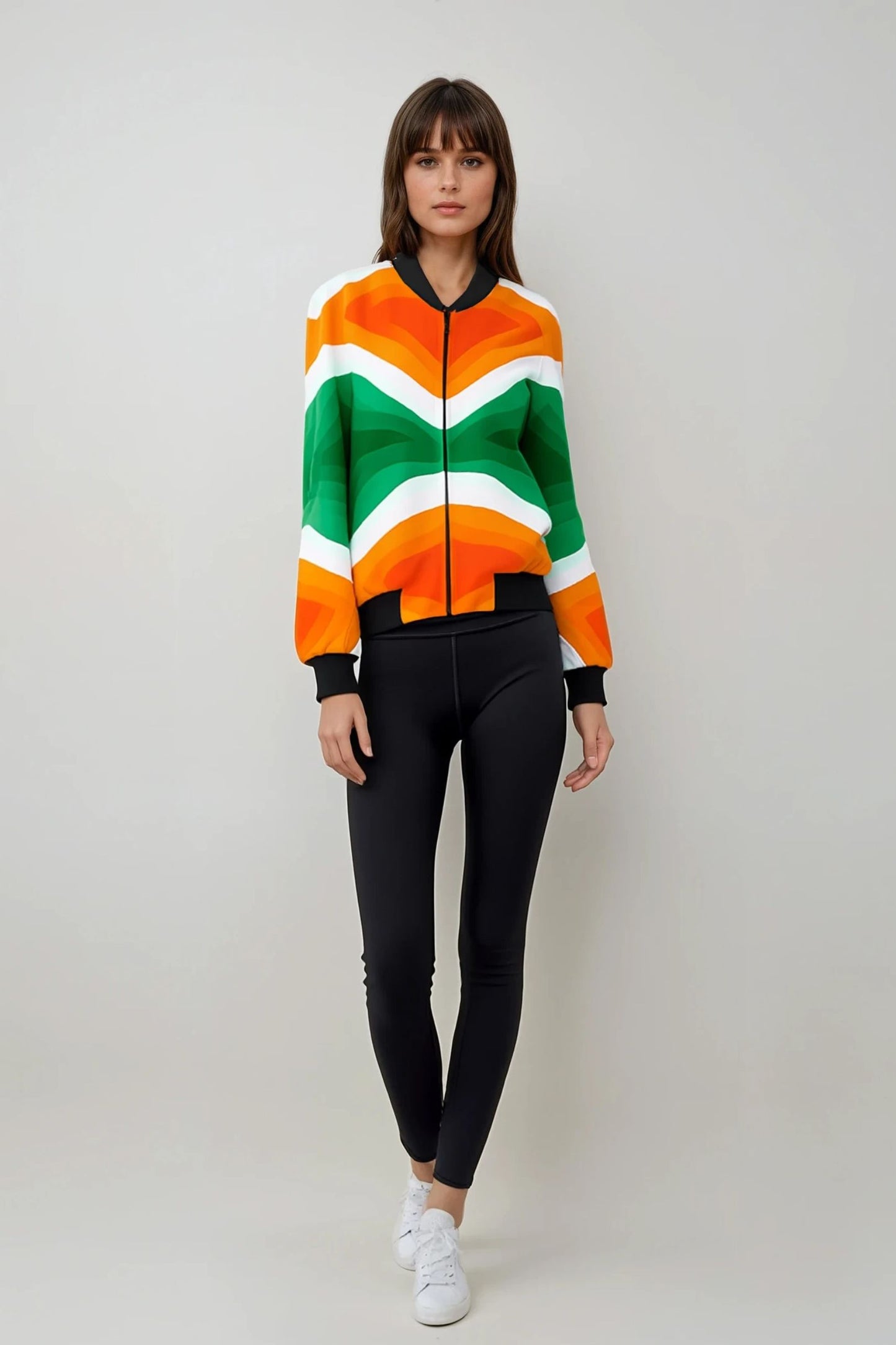 Tiranga Triumph Tricolor All Over Printed Bomber Jacket