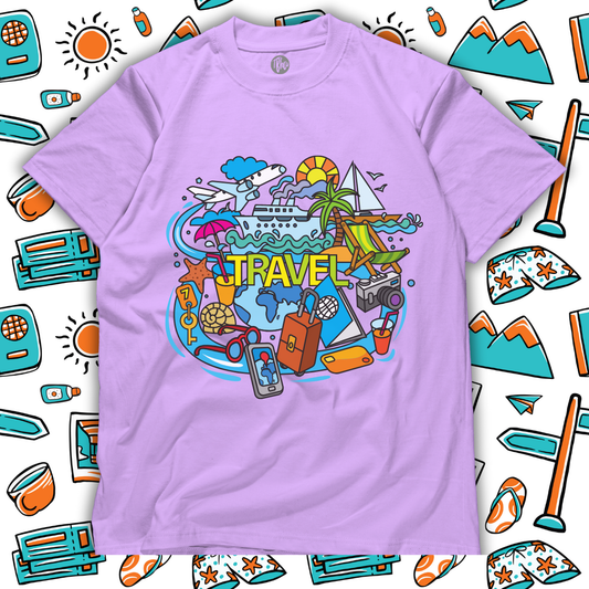 Travel Doodle Oversized Vacation T-Shirts | Unisex Fit