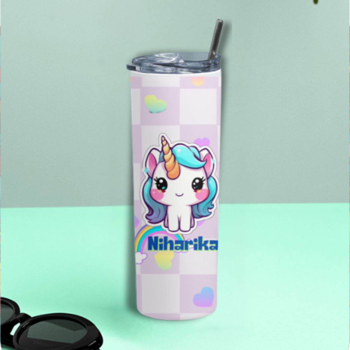 Unicorn Theme Personalized Steel Tumbler