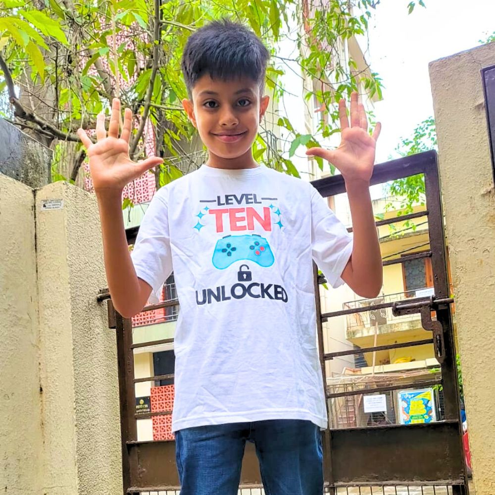 Level Ten Unlocked - 10th Birthday T-Shirt for Kids - T Bhai