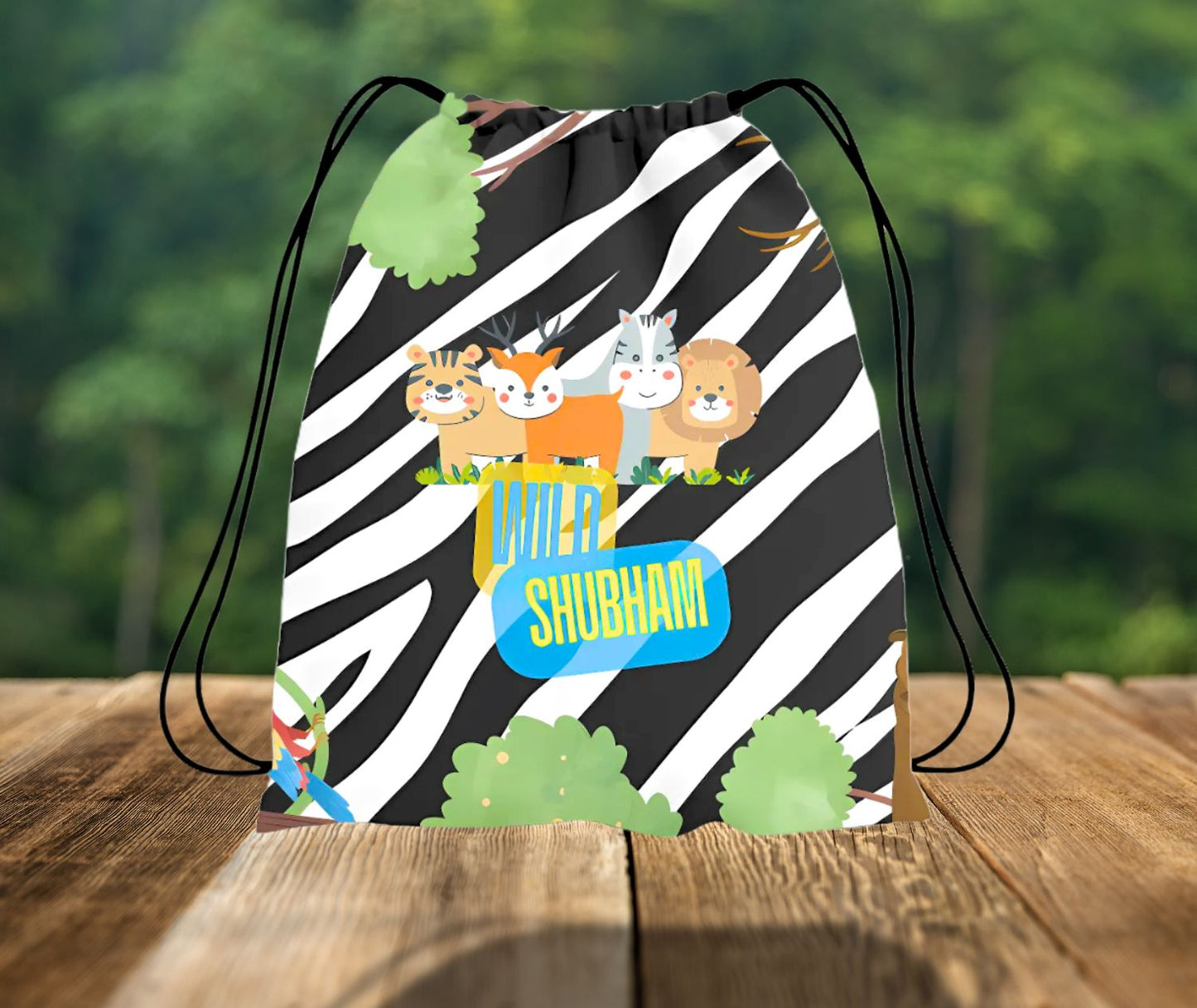 Wild Theme All Over Printed Personalized Drawstring Bag