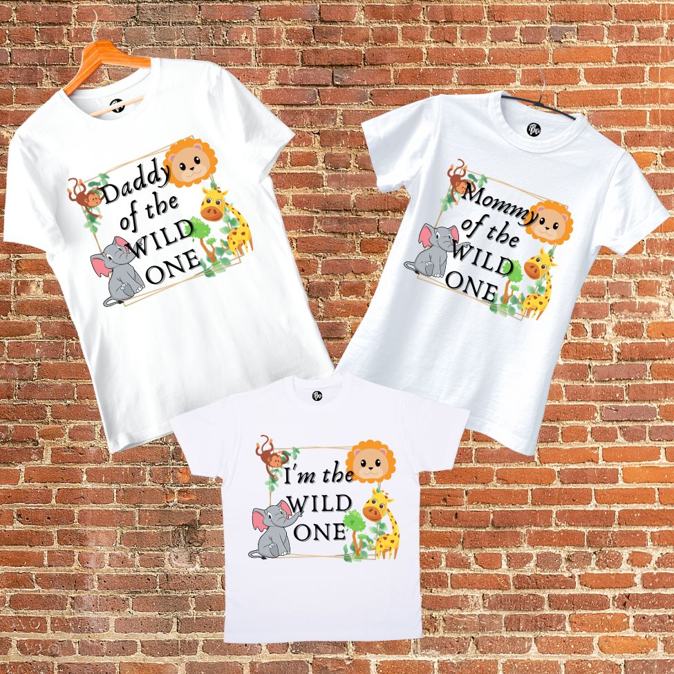 Daddy Mommy of the Wild ONE - First Birthday Jungle Theme T-Shirts - T Bhai