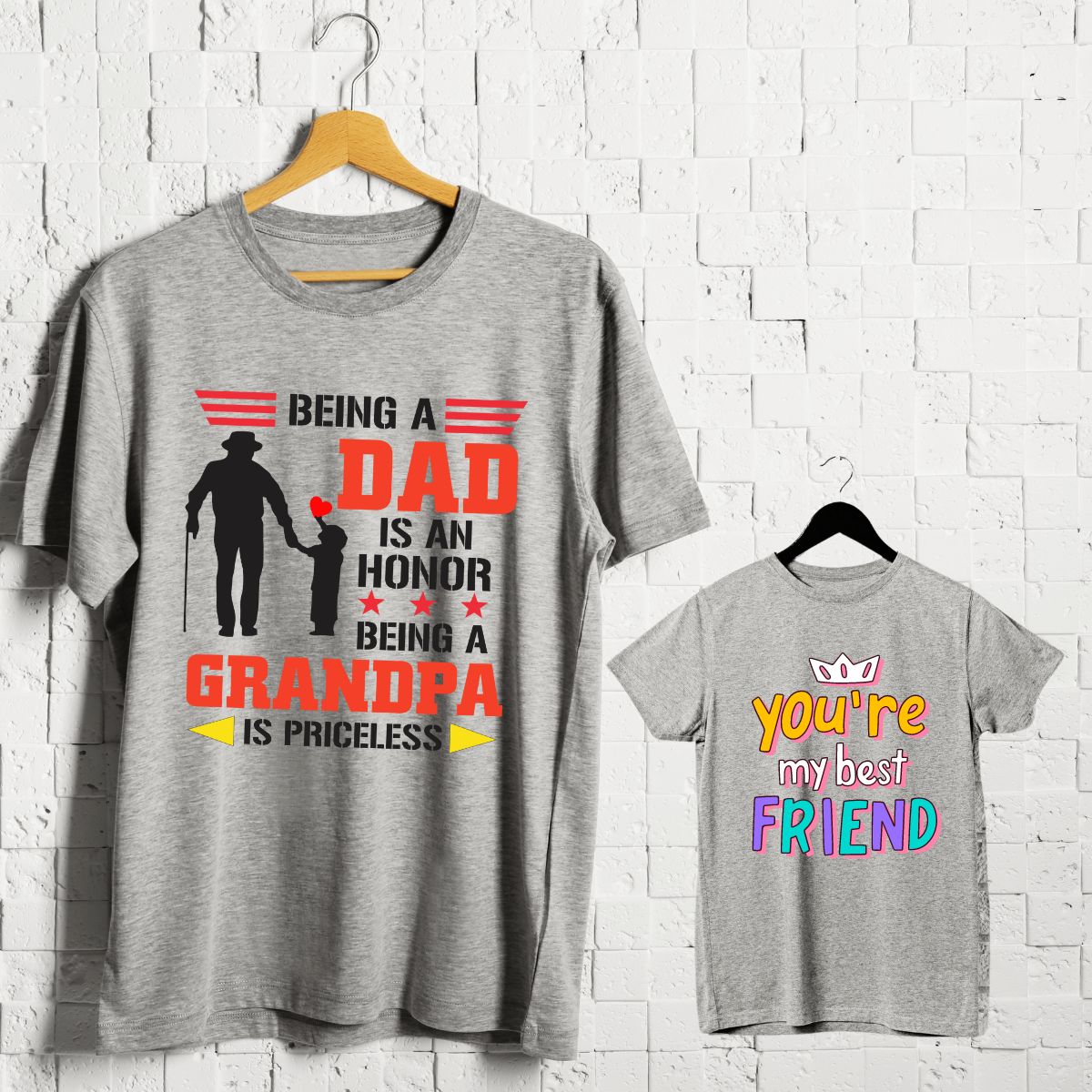 Being a Grandpa is Priceless & Grandpa is my Best Friend Combo T-Shirts