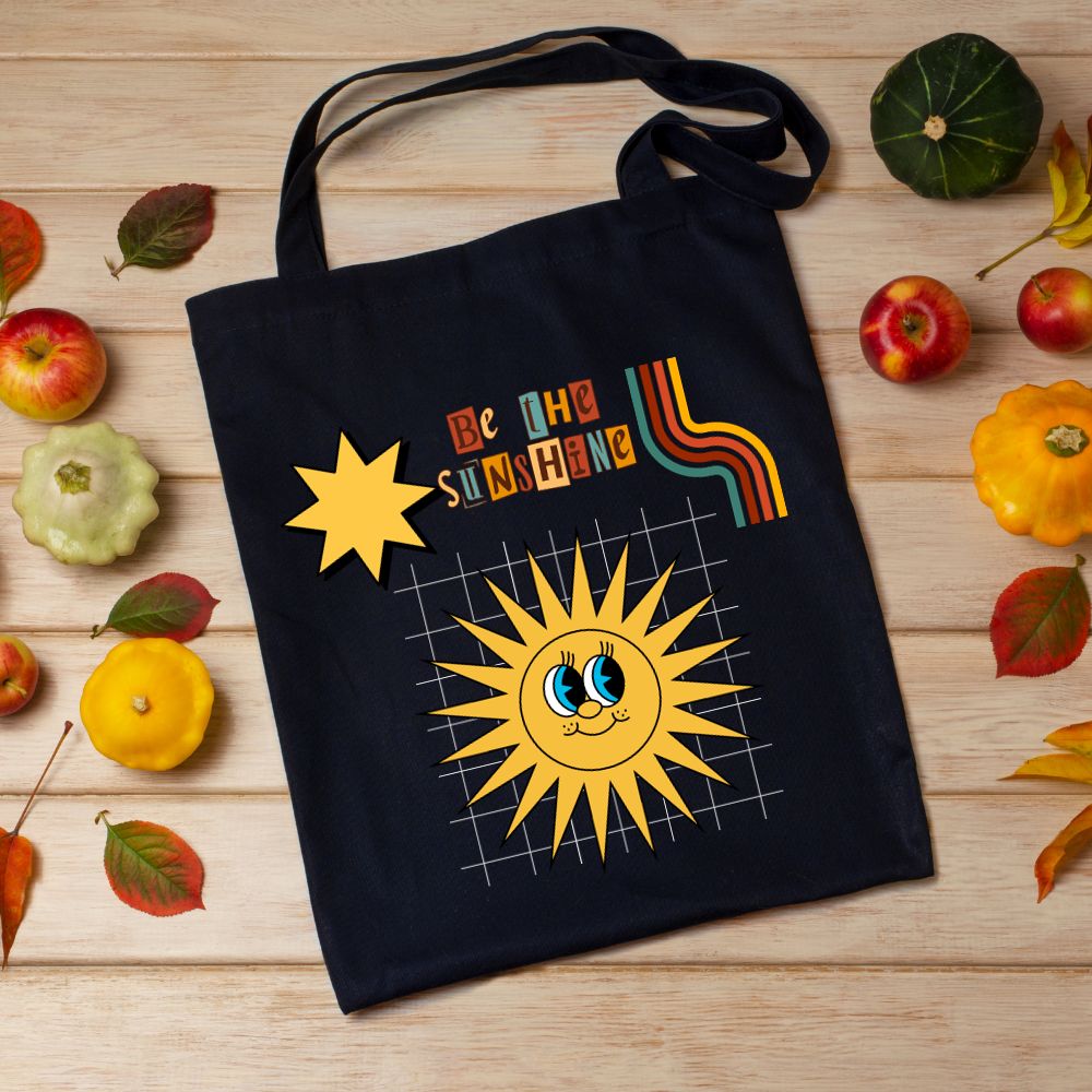 Be The Sunshine Black Tote Bag with Zipper - T Bhai