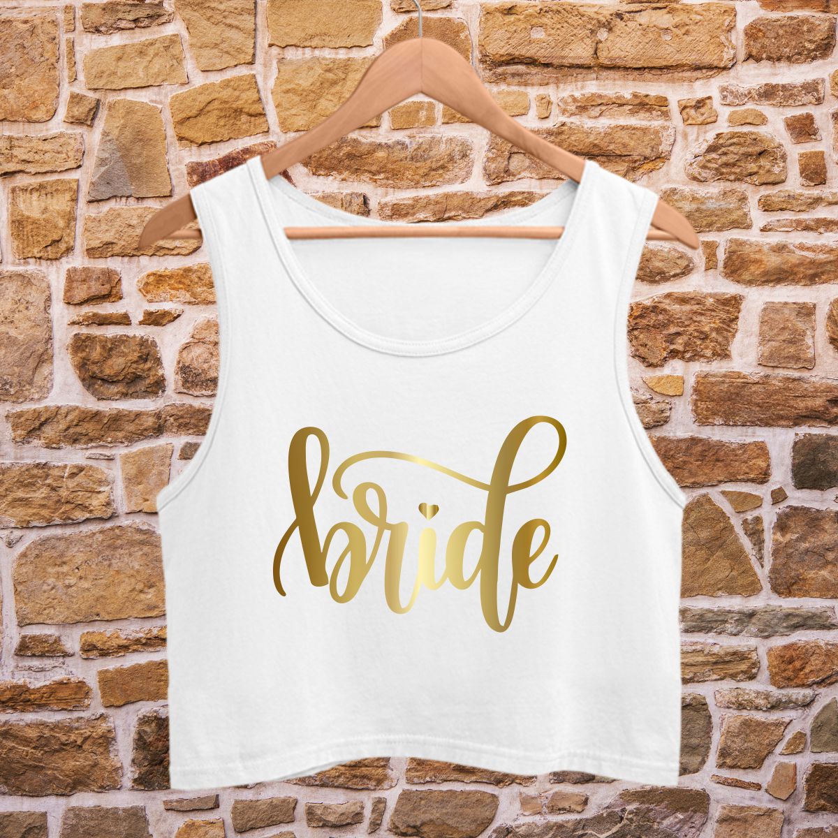 Gold Printed Crop Tank Top for The Bride | Wedding Photo Shoots