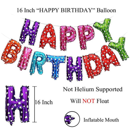 Happy Birthday 13 Letters | Multicolor Polka Dot Foil Balloon Banner - T Bhai