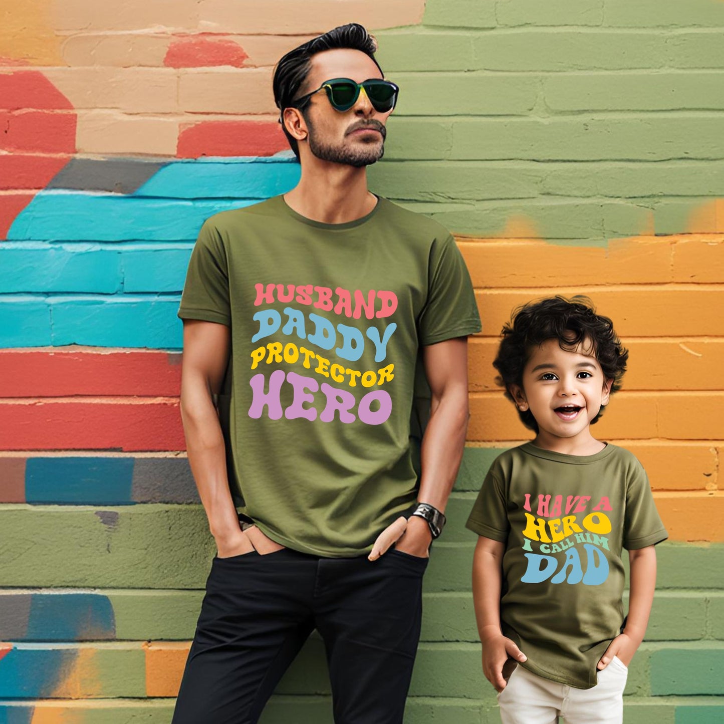 Daddy Hero Protector Father Son and Father Daughter T-Shirts