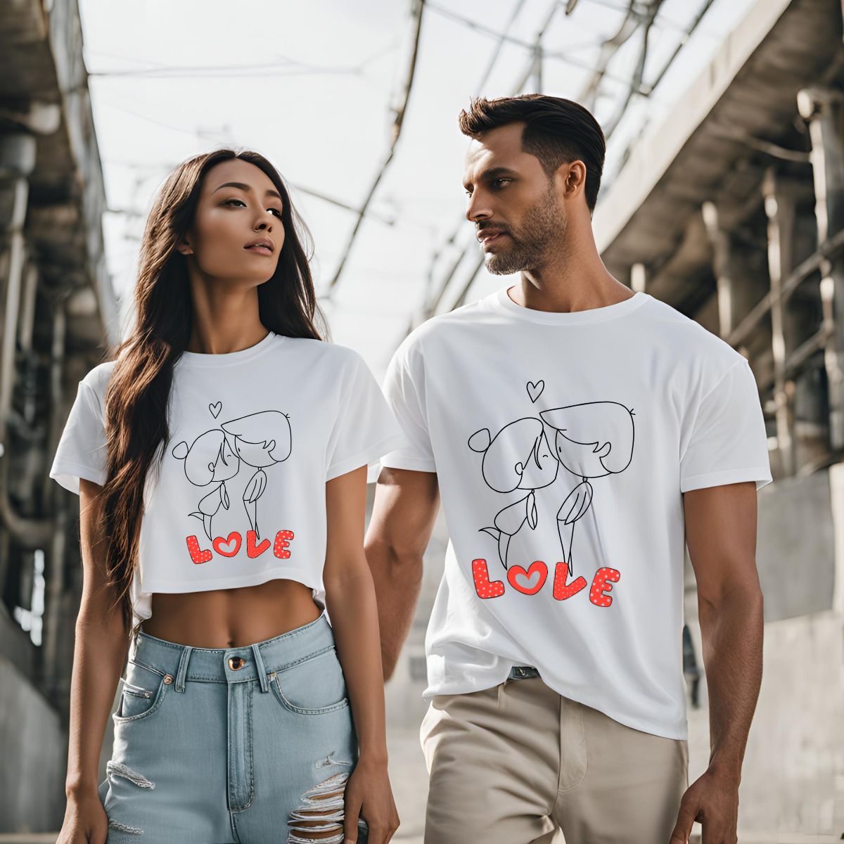 Just in Love Couple T-Shirt & Crop Top