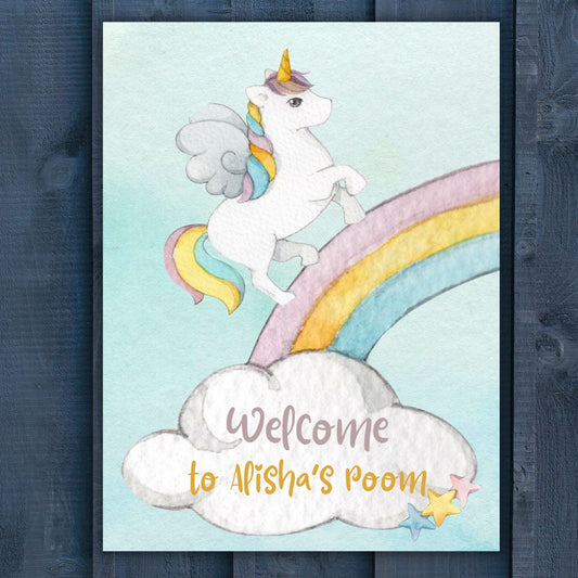 Customized Unicorn Theme Door Sign | Metal Posters