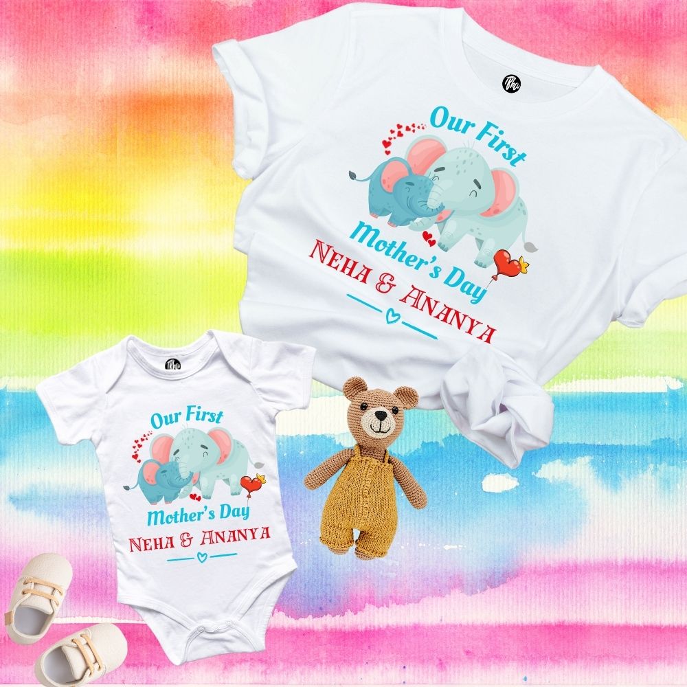 Our First Mother's Day Personalized Mother & Baby Combo T-Shirts - T Bhai