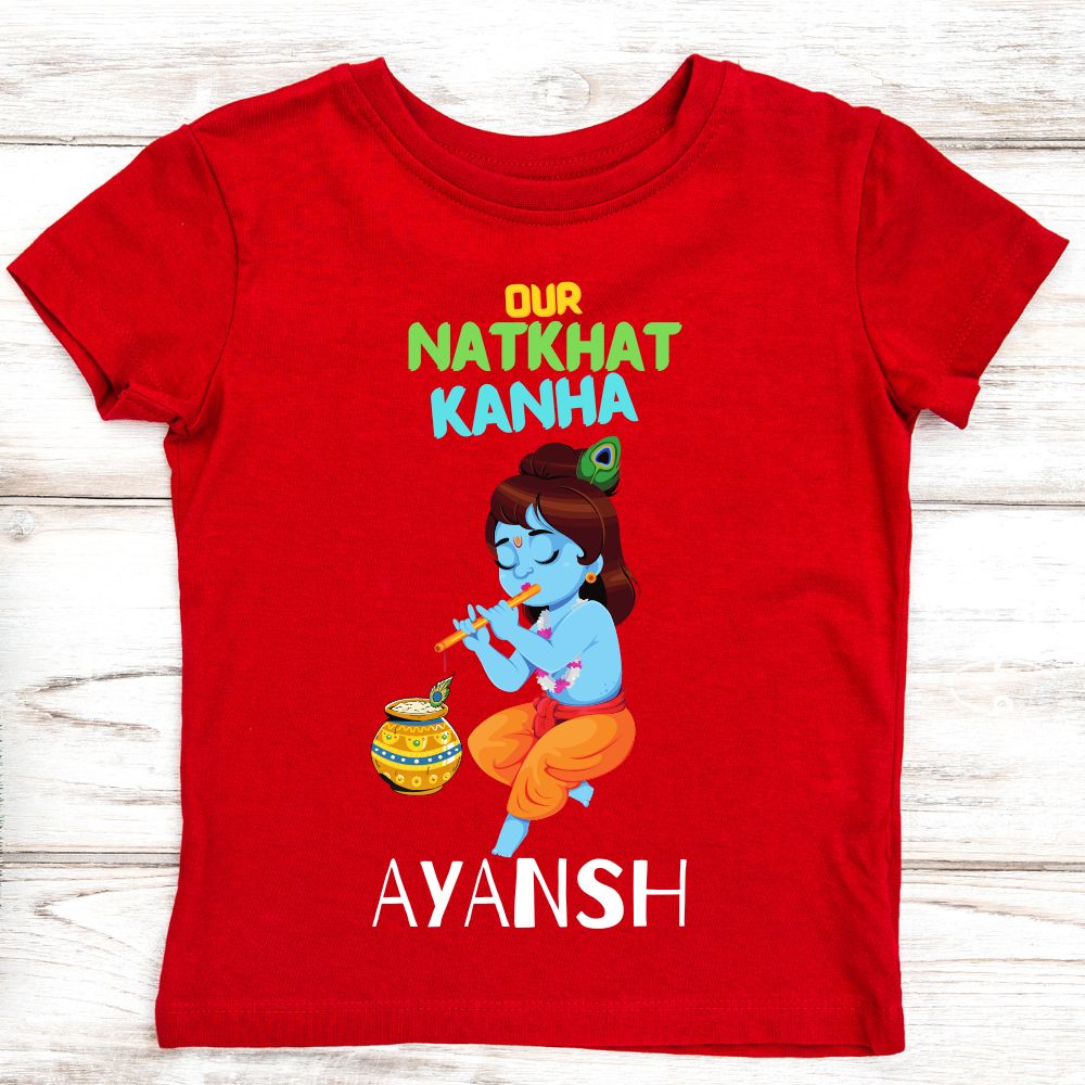Our Natkhat Kanha Personalized Janmashtami Special T-Shirt for Kids - T Bhai