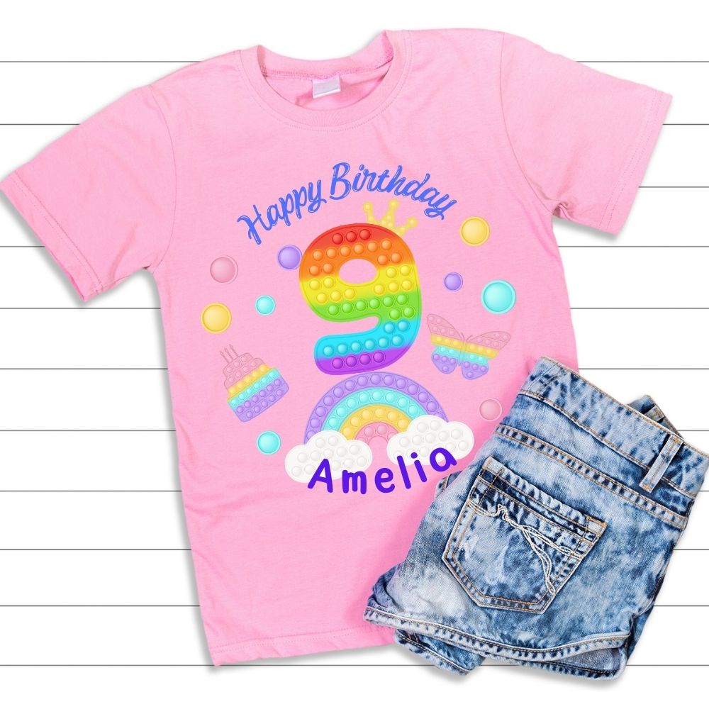 Popit Theme Customized T-Shirt for 9th Birthday | Ninth Birthday - T Bhai