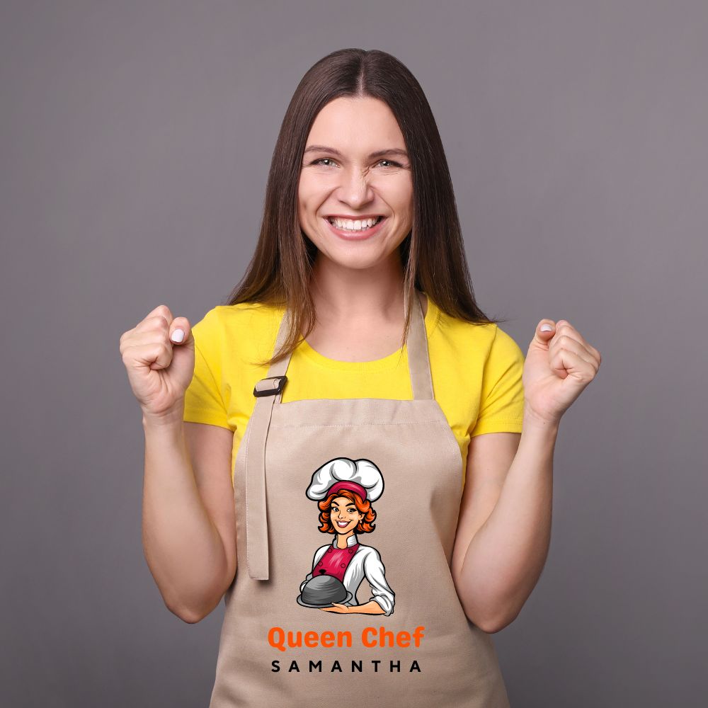 Personalized Apron Queen Chef | Khakhi Color - T Bhai