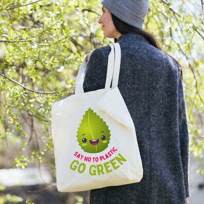 Go Green - Say No To Plastic Tote Bag with Zipper
