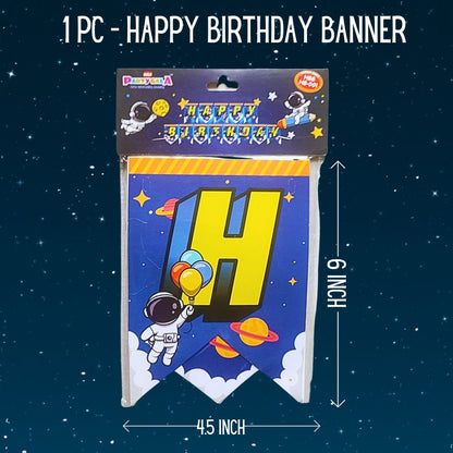 Space Theme Happy Birthday Banner & Decoration for Birthday Party (18 Pieces)
