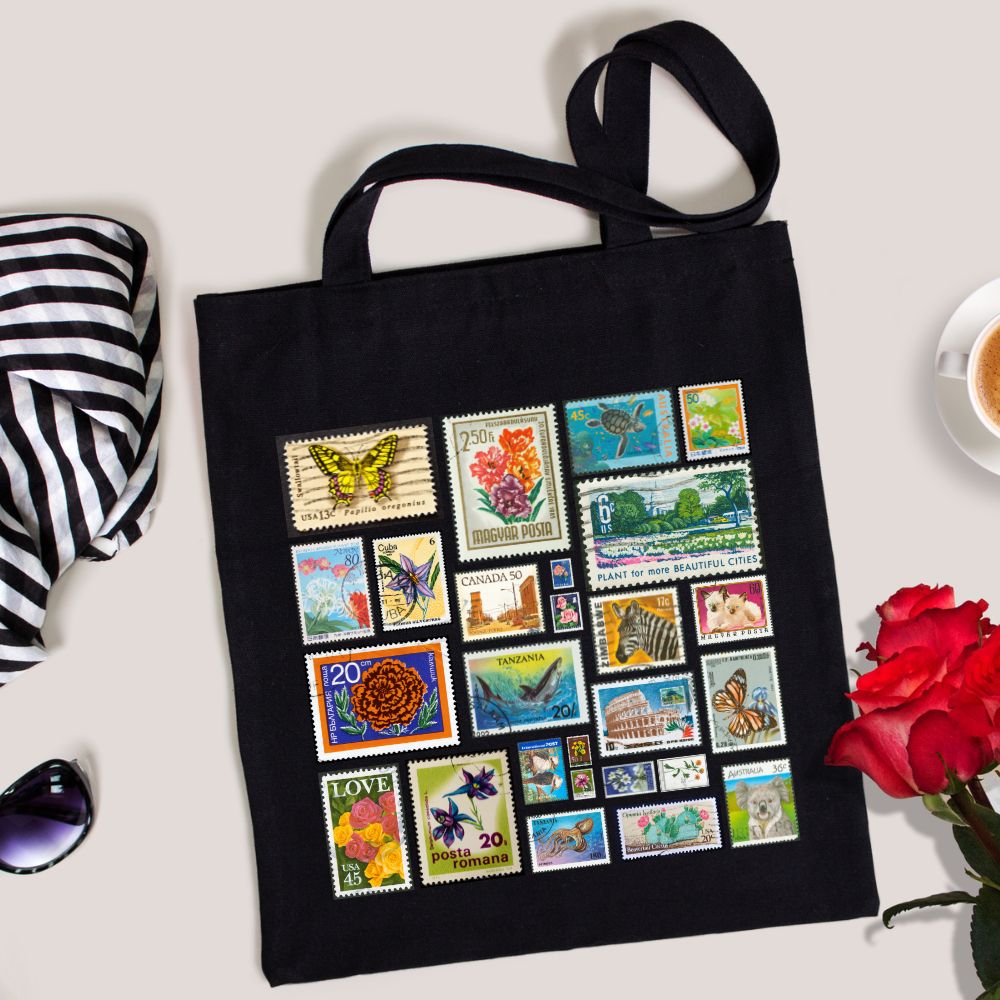 Stamp Graffiti Tote Bag with Zipper - T Bhai