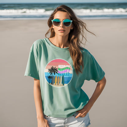 Sunrise Sunburn Sunset Repeat Unisex Terry Oversized T-Shirt