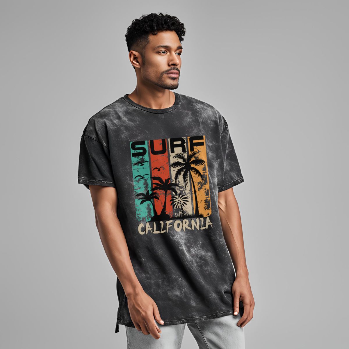 Surf California Acid Wash Oversize T-Shirt