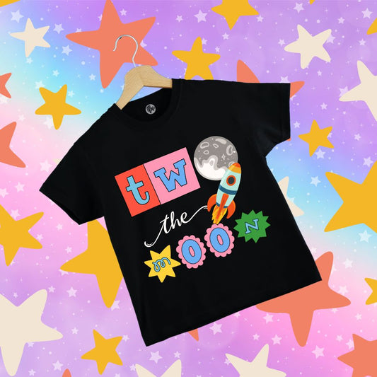 Two the moon | 2nd Birthday | Space Theme T-Shirt for Kids - T Bhai