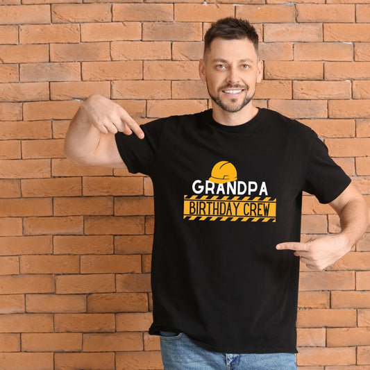 Birthday Crew - Grandpa Construction Theme T-Shirt - T Bhai