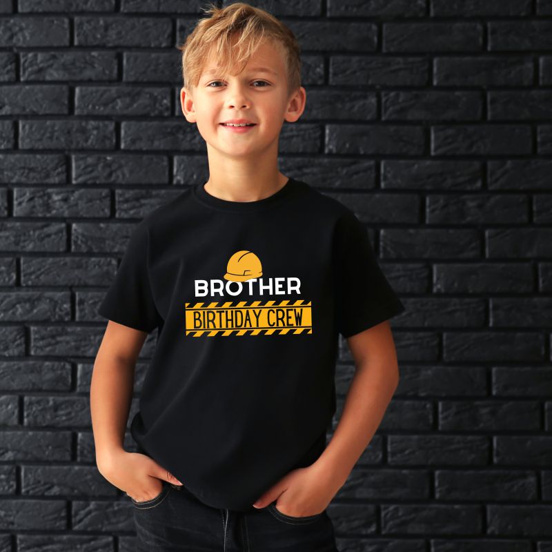 Birthday Crew - Brother Construction Theme T-Shirt for Kids - T Bhai