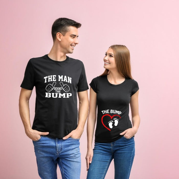 Bump & The Man Behind It Pregnancy Photoshoot Couple T-Shirt - T Bhai