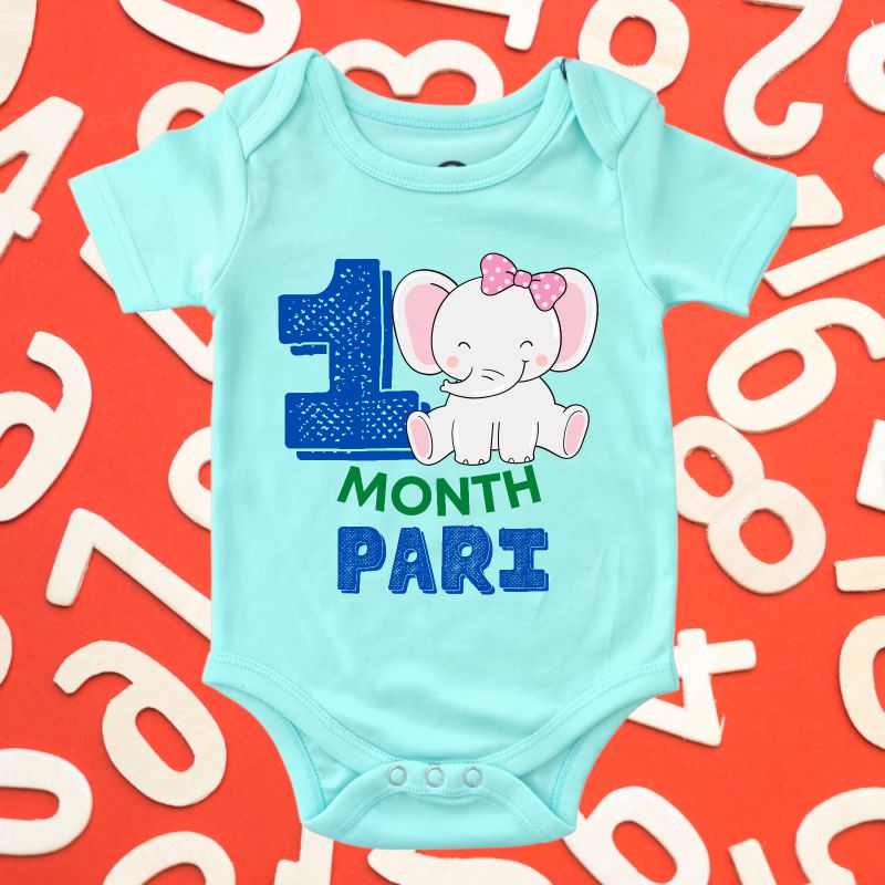 Monthly Birthday Rompers | 0-11 Months | Jungle Theme Jumbo Elephant Romper for Babies - T Bhai