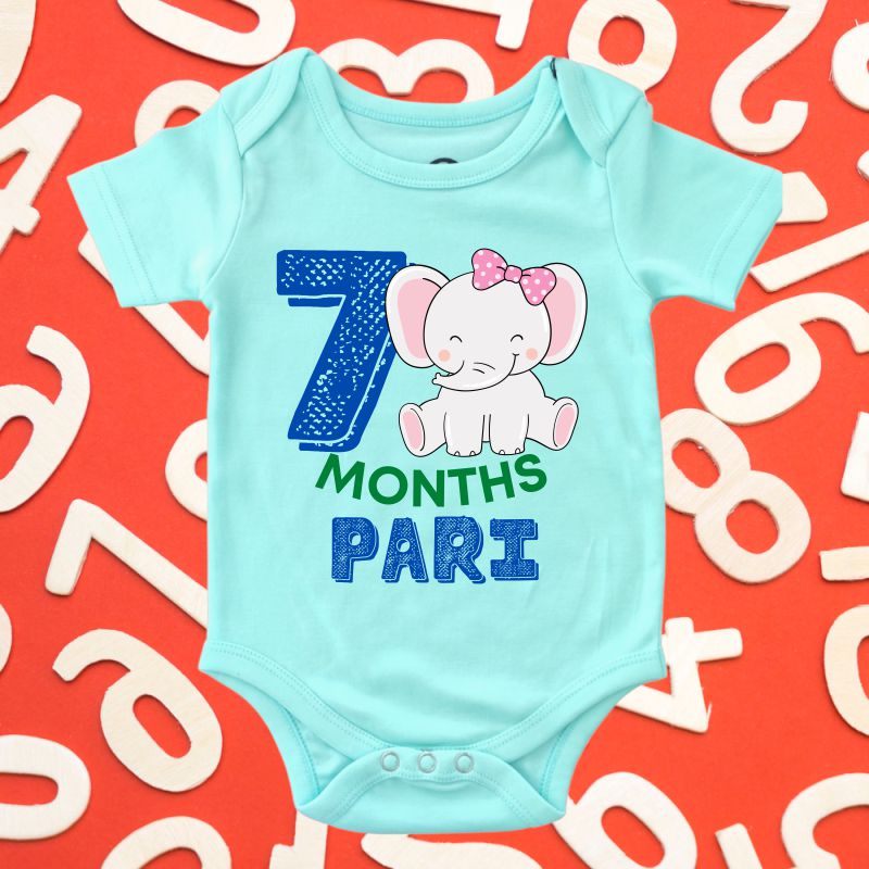 Monthly Birthday Rompers | 0-11 Months | Jungle Theme Jumbo Elephant Romper for Babies - T Bhai