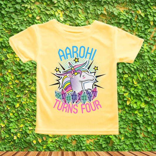 Unicorn Theme Customized T-Shirt for 4th Birthday | Fourth Birthday - T Bhai