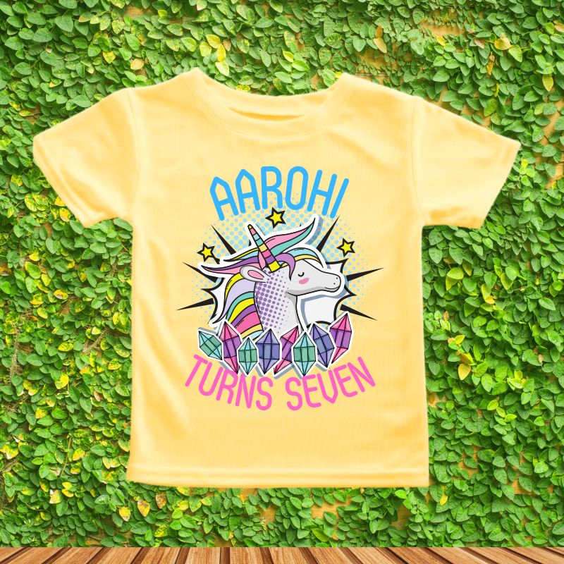 Unicorn Theme Customized T-Shirt for 7th Birthday | Seventh Birthday - T Bhai