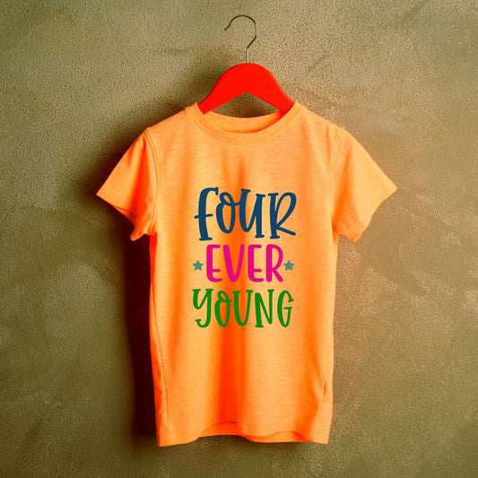 Four Ever Young 4th Birthday T-Shirt for Kids - T Bhai