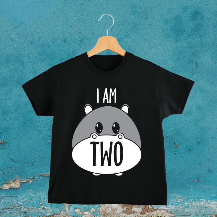 I am Two Second Birthday Hippo Theme 2nd Birthday T-Shirt for Kids - T Bhai