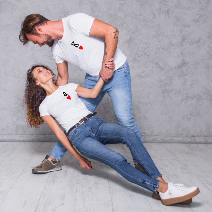 King & Queen of Hearts Couple T-Shirt - T Bhai