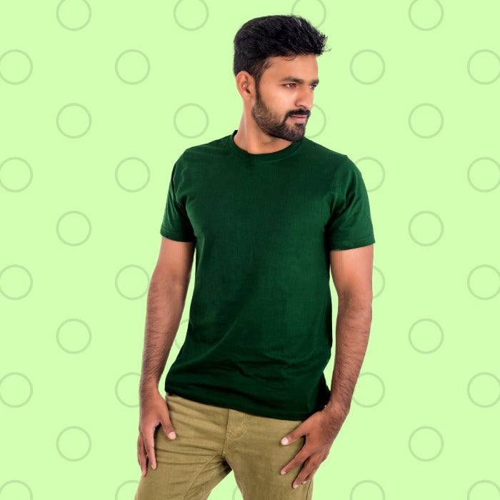 Men's Plain T-Shirt Bottle Green - T Bhai