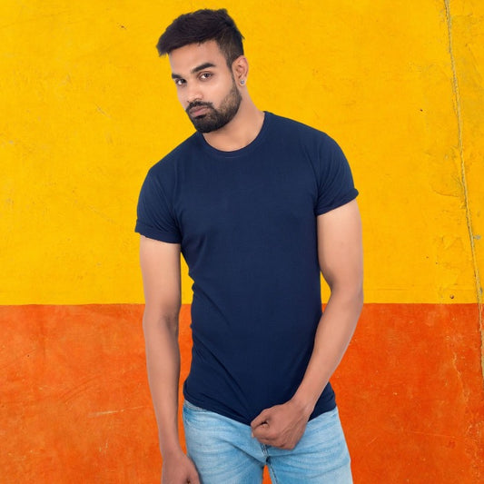 Men's Plain T-Shirt Navy Blue - T Bhai
