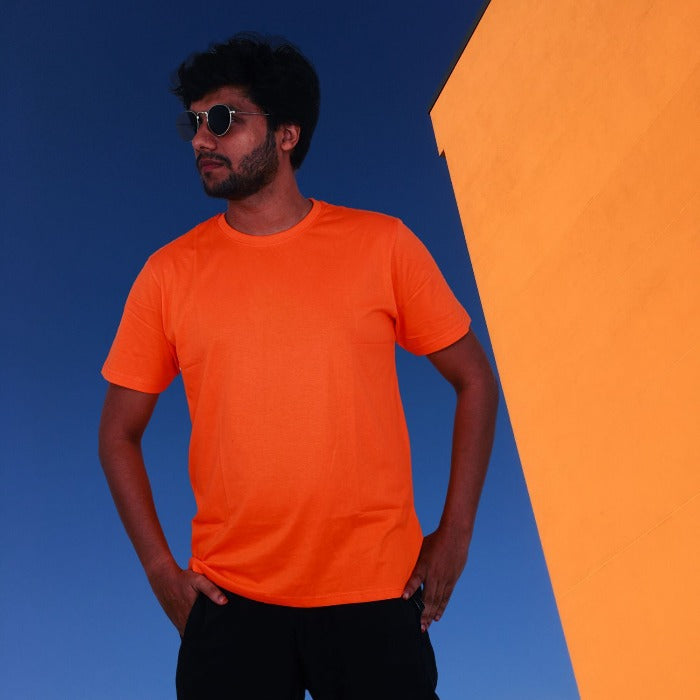 Men's Plain T-Shirt Orange - T Bhai
