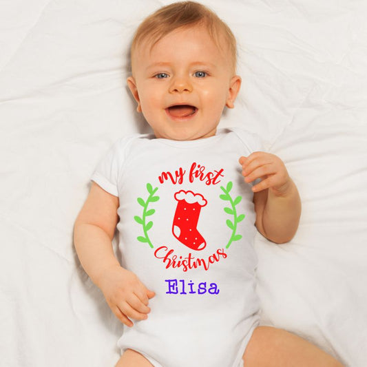 My First Christmas Customized Name Romper for Baby Girls and Boys - T Bhai