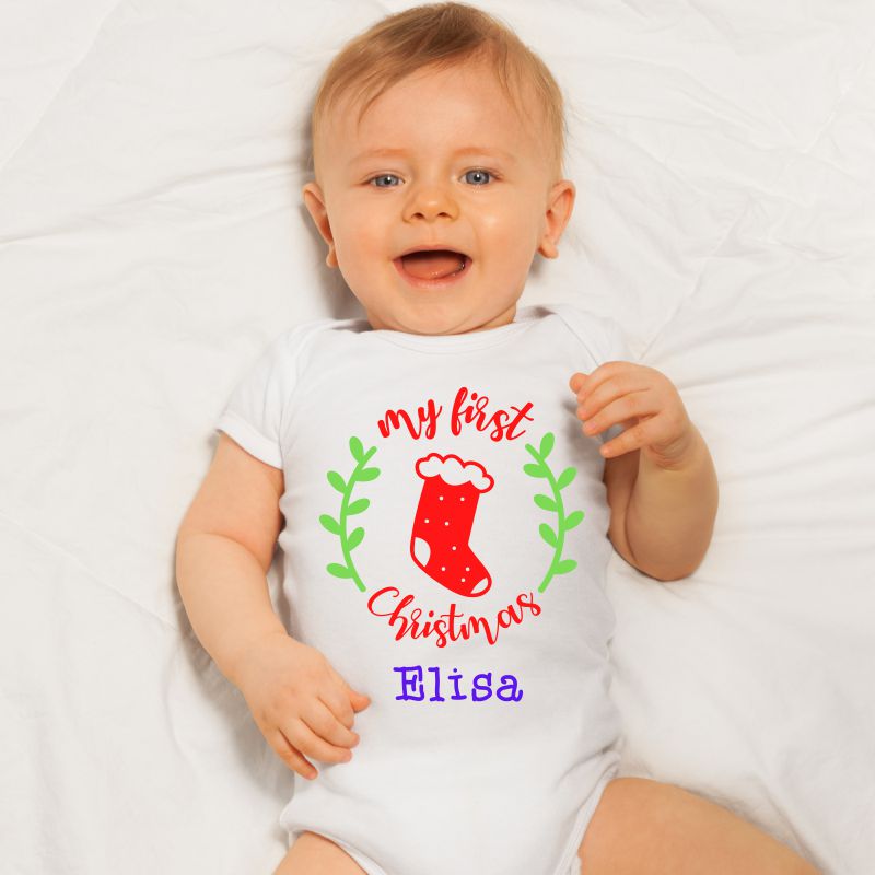 My First Christmas Customized Name Romper for Baby Girls and Boys - T Bhai