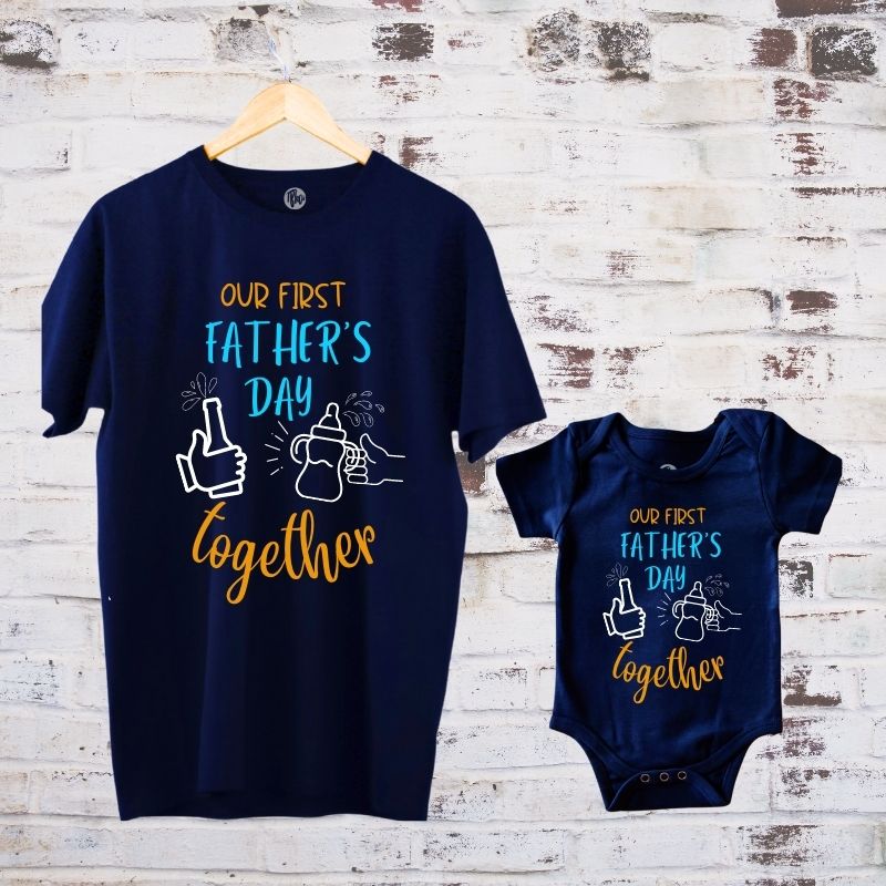 Our First Father's Day Together Combo T-Shirts for Father & Son and Father & Daughter - T Bhai