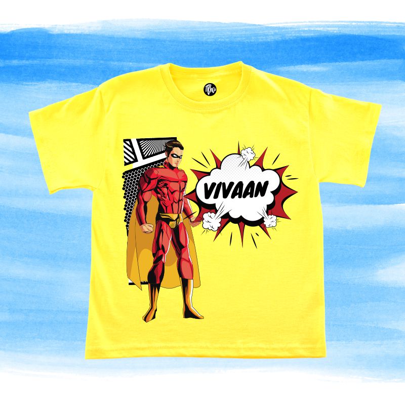 Superhero Theme Personalized T-Shirt for Kids - T Bhai