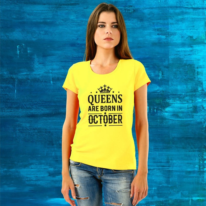 Zodiac Signs Queens are Born in Custom Month T-Shirt for Women - T Bhai